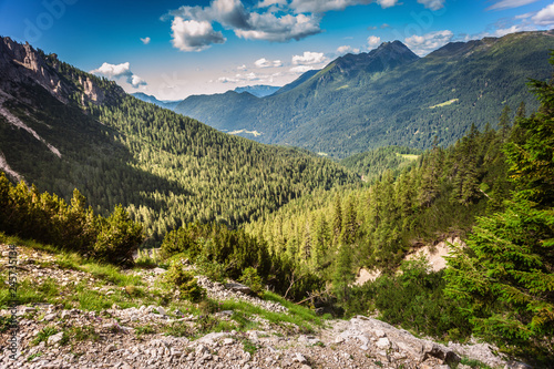 Fototapeta Naklejka Na Ścianę i Meble -  Panoramic view from Alps near San Martino di Castrozza