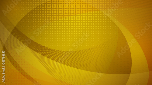 Abstract background of curved surfaces and halftone dots in yellow colors