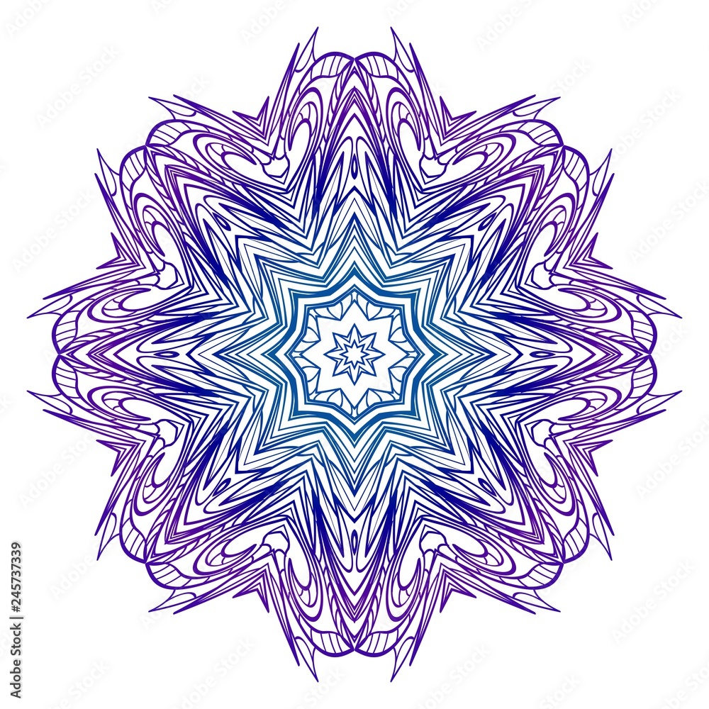 Modern Decorative Floral Purple Color Mandala. Modern Decorative Floral Color Mandala. Vector Illustration.