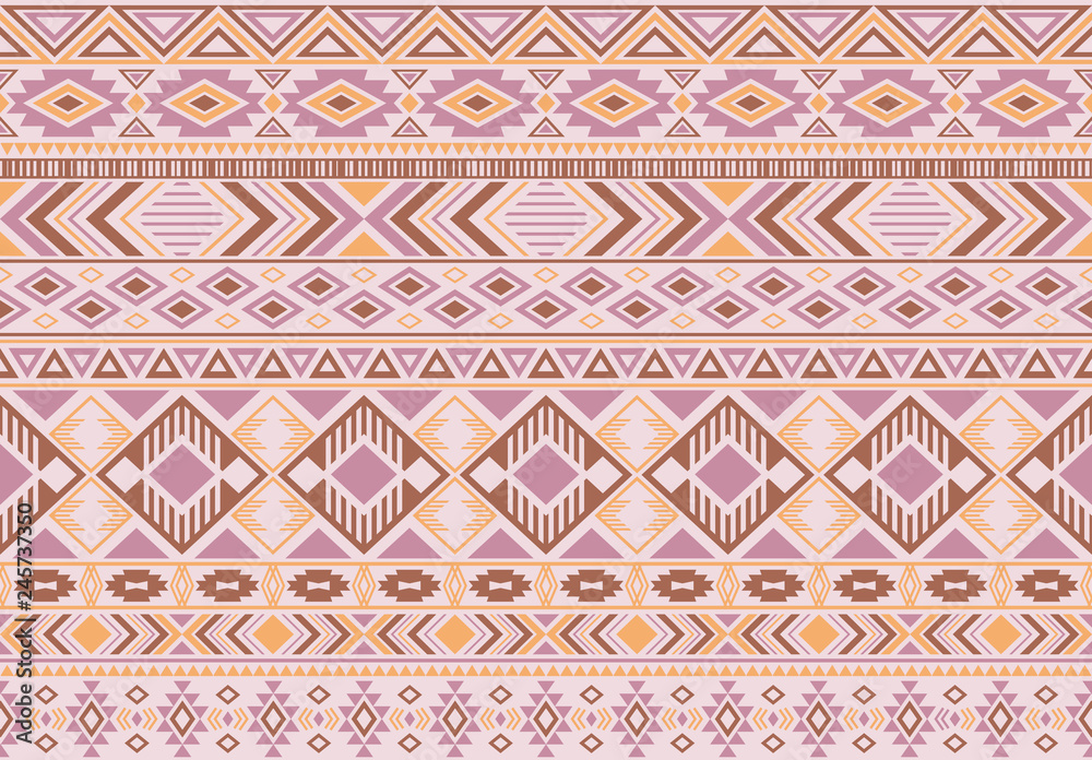 Indonesian pattern tribal ethnic motifs geometric seamless vector background. Fashionable boho tribal motifs clothing fabric textile print traditional design with triangle and rhombus shapes.