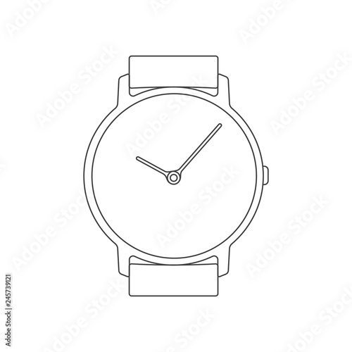 Classic watch simple line icon. Isolated vector sign