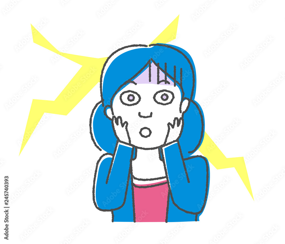 驚いて青ざめる女性 驚いて青ざめる女性