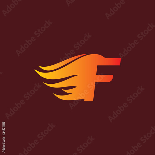 F Letter Fire Burn Logo 