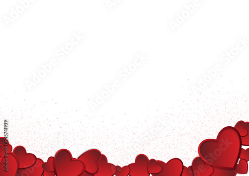 Valentine Day Hearts on White Background - Colored Illustration, Vector