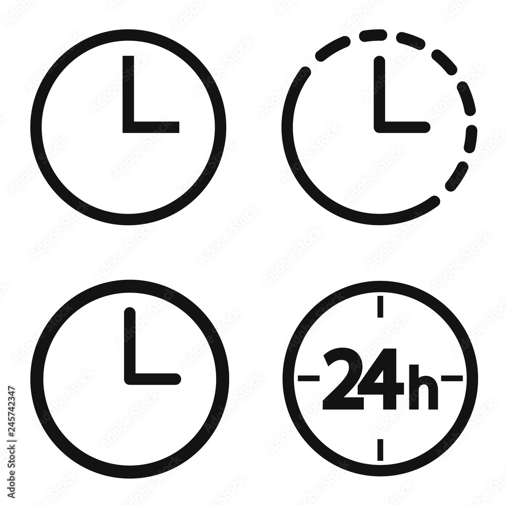 Set clock icons, flat, design template, vector illustration Set clock icons, flat, design template, vector illustration