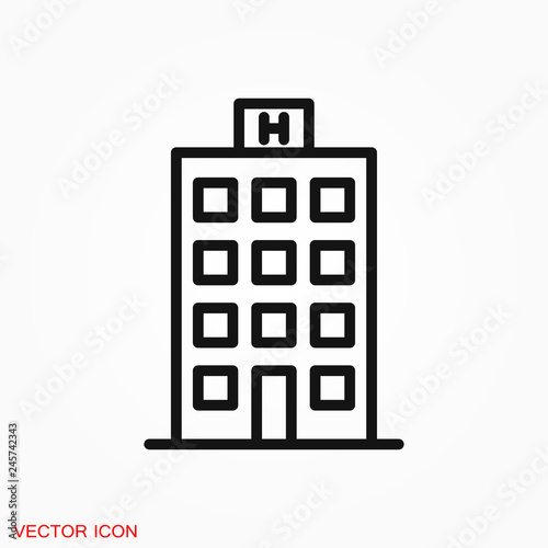 Hotel icon logo, illustration, vector sign symbol for design