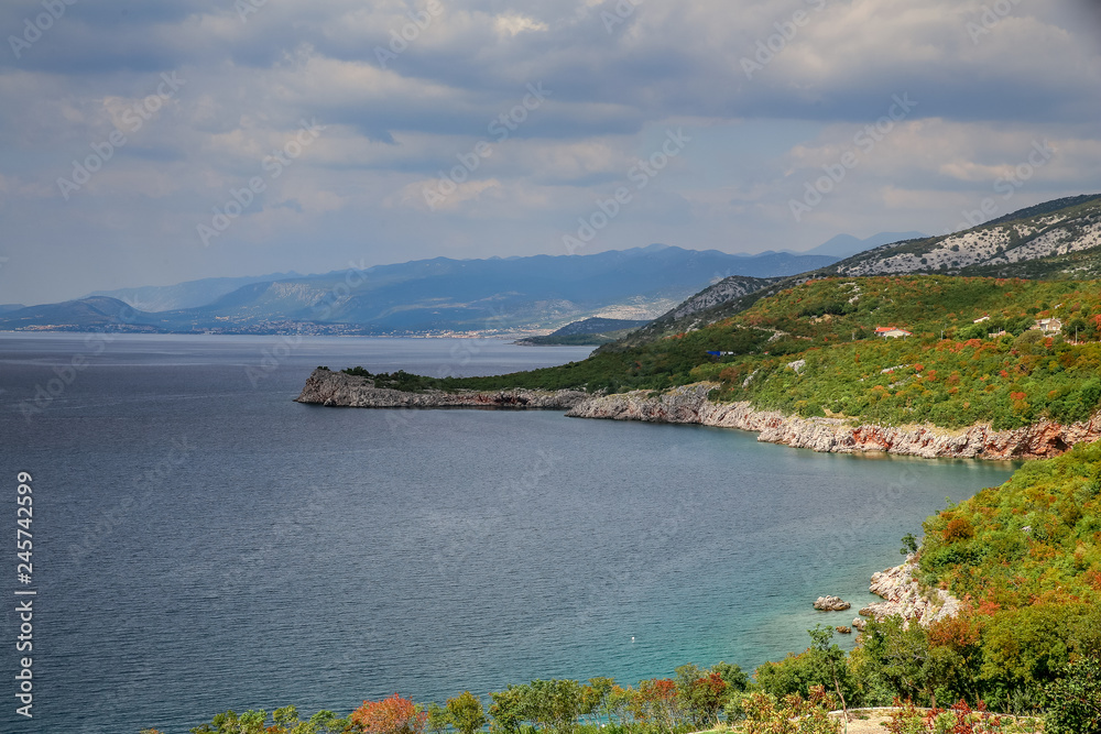 Croatian coast in front of the islands Pag, Rab e Krk