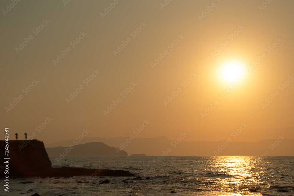Greece sunset, a beautifull summer vacation scene