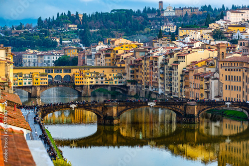 Ponte Vecchio and Ponte Santa Trinita, Florence, Italy photo