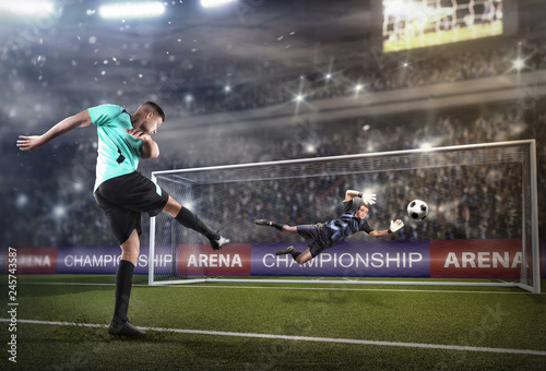 фотографія player taking a shot during the soccer match