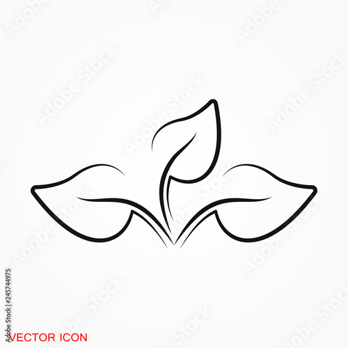 Leaf icon. Element ecology bio organic, logo, illustration, vector sign symbol for design