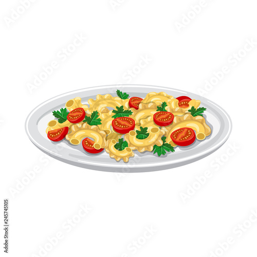 Isolated object of pasta and carbohydrate sign. Set of pasta and macaroni stock vector illustration.