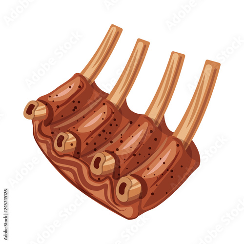 Vector illustration of meat and ham symbol. Collection of meat and cooking stock vector illustration.
