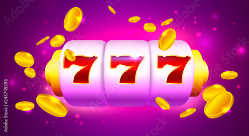 Cartoon Slot Machine with Coins and Sevens