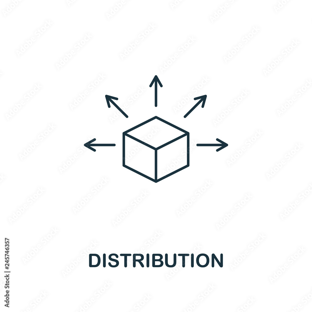 Distribution outline icon. Thin line style design from blockchain icons  collection. Creative distribution icon for web design, apps, software,  print usage Stock Vector