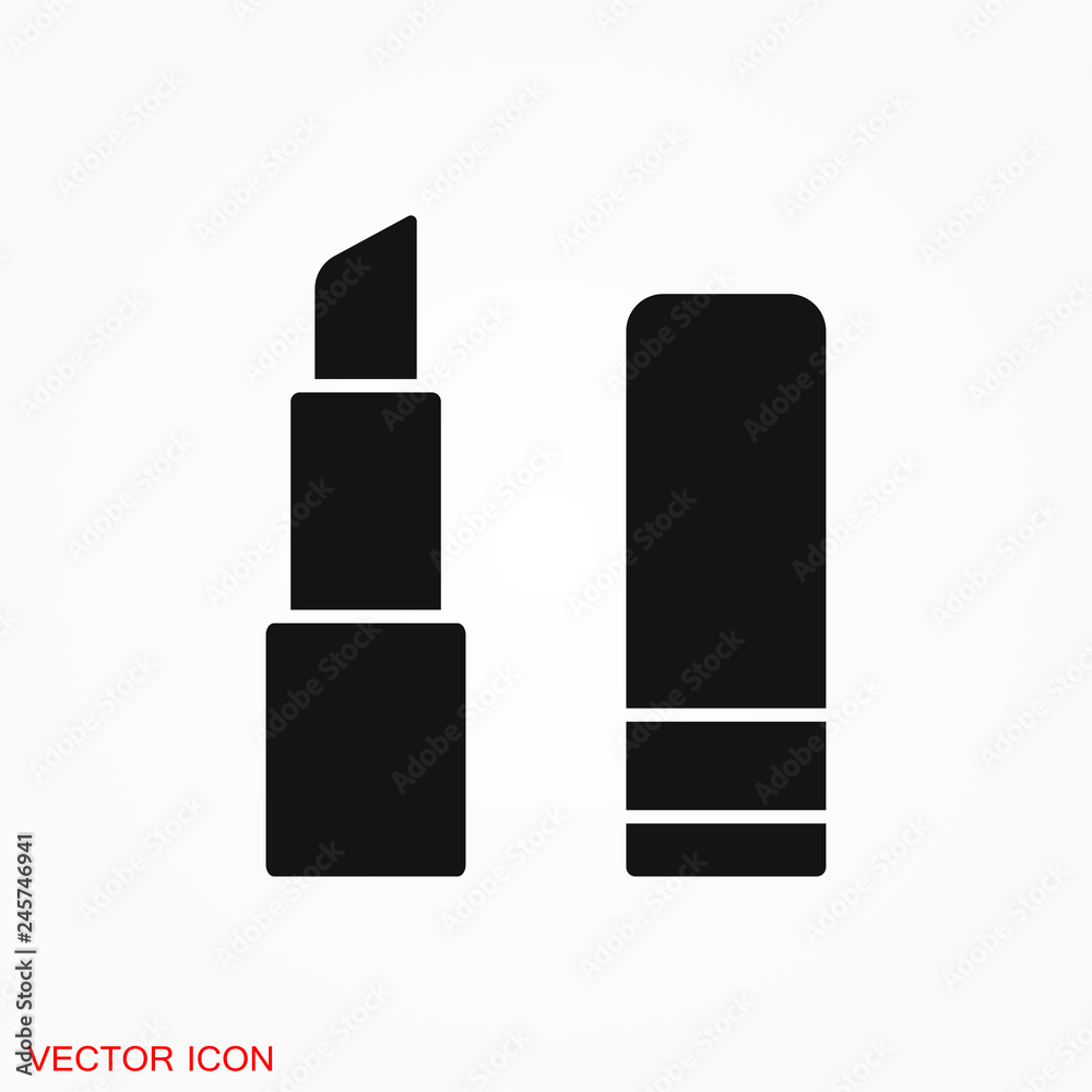 Lipstick icon, flat logo of lipstick, vector sign symbol for design Lipstick icon, flat logo of lipstick, vector sign symbol for design