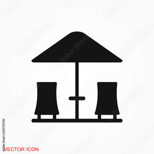 Chaise lounge icon logo, illustration, vector sign symbol for design