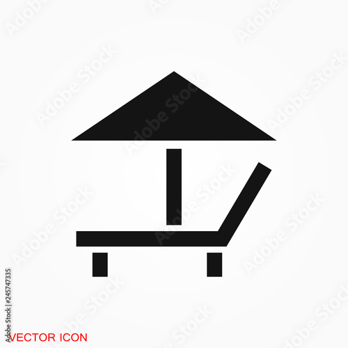 Chaise lounge icon logo, illustration, vector sign symbol for design