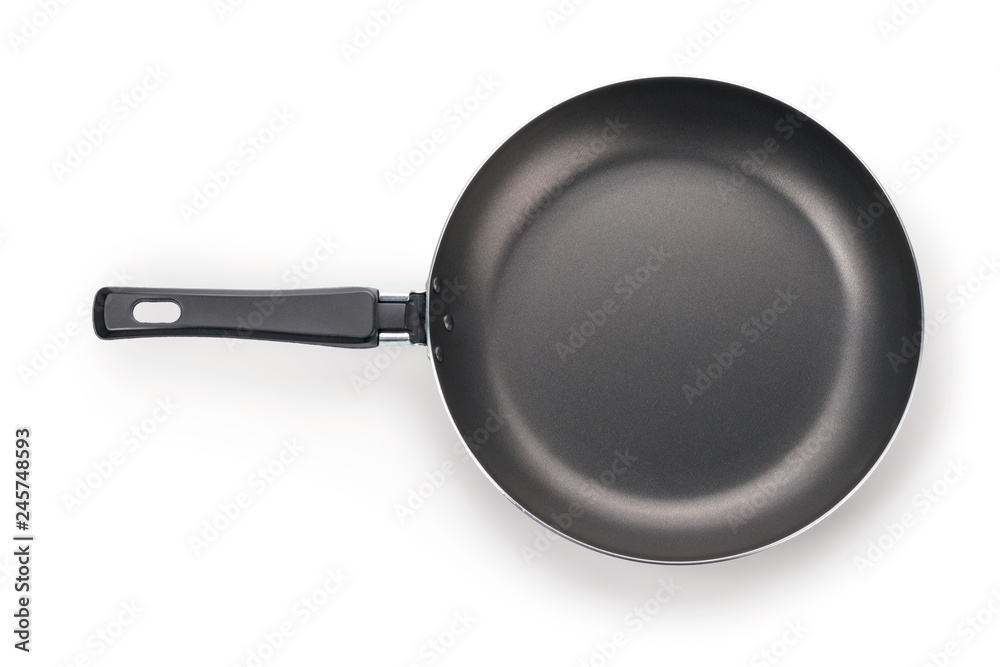 Black frying pan isolated on white with clipping path Black frying pan isolated on white with clipping path