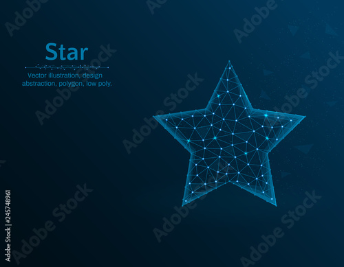 Star symbol vector illustration, rating polygon icon on blue background, abstract design illustration