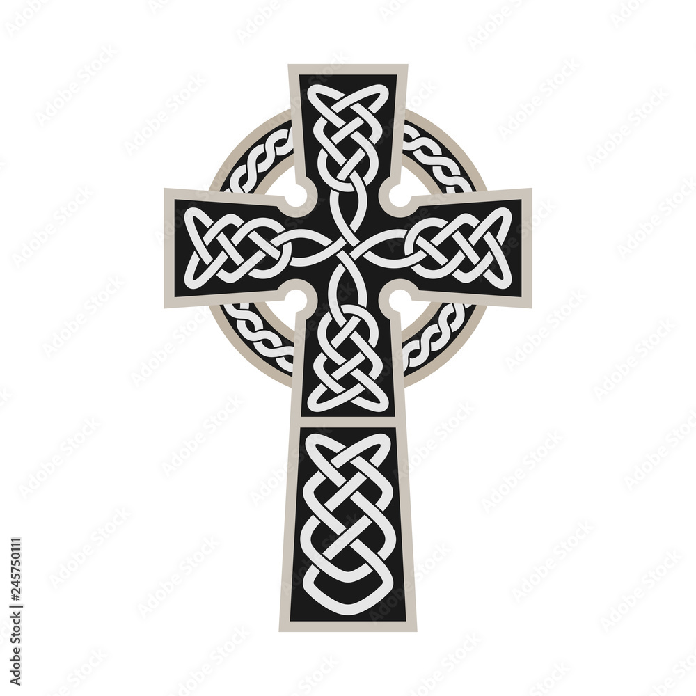 Celtic cross, divided vector ornament.