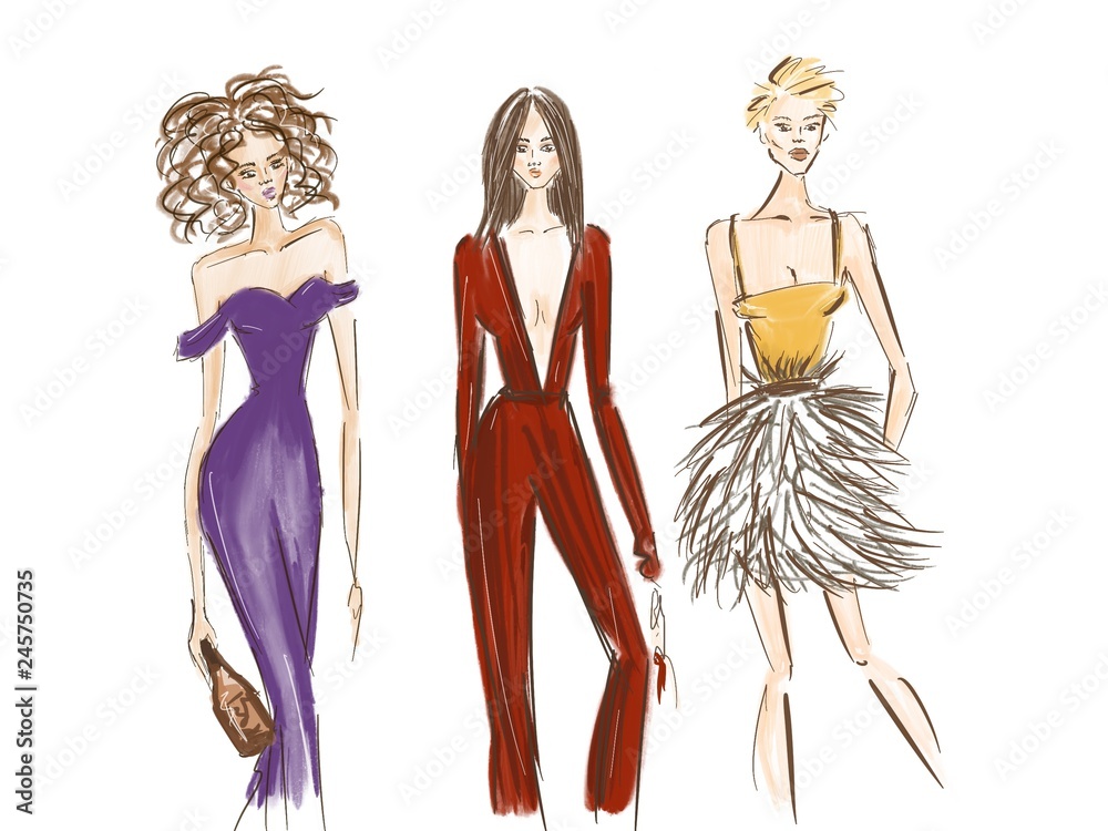 190 Figurine Sketch Women Fashion Illustrations RoyaltyFree Vector  Graphics  Clip Art  iStock