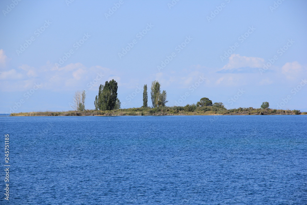 view of island on Issyk-Kul lake