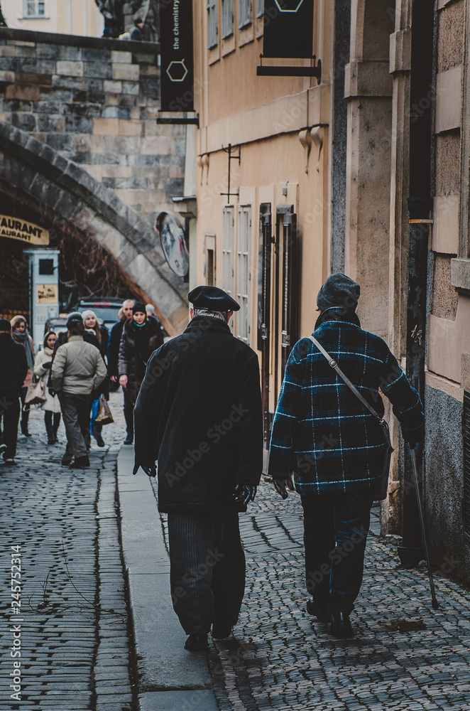 People walking in Prague