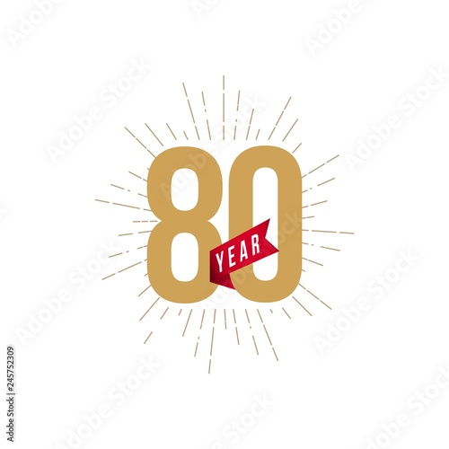 80 Year Anniversary Vector Template Design Illustration