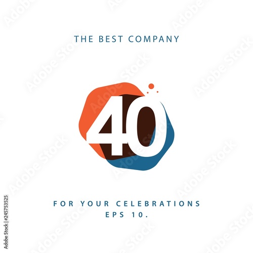 40 Year Anniversary Vector Template Design Illustration