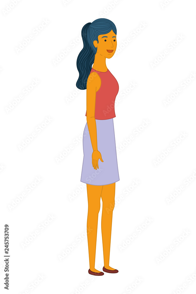 young woman standing avatar character young woman standing avatar character