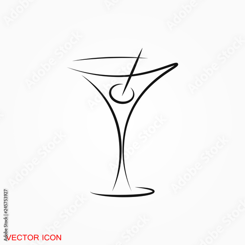 Martini icon logo, illustration, vector sign symbol for design