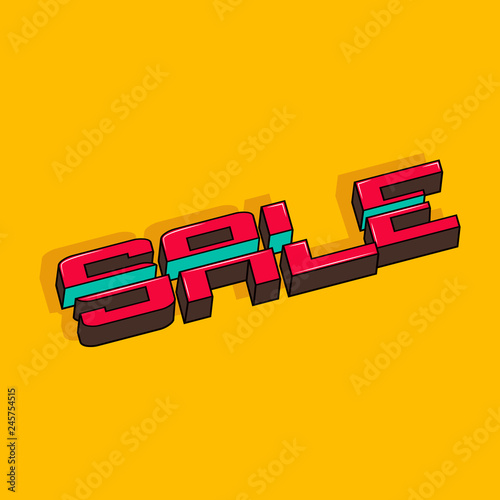 Sale template design, two-dimensional inscription. Sale special up to half off. Vector illustration.