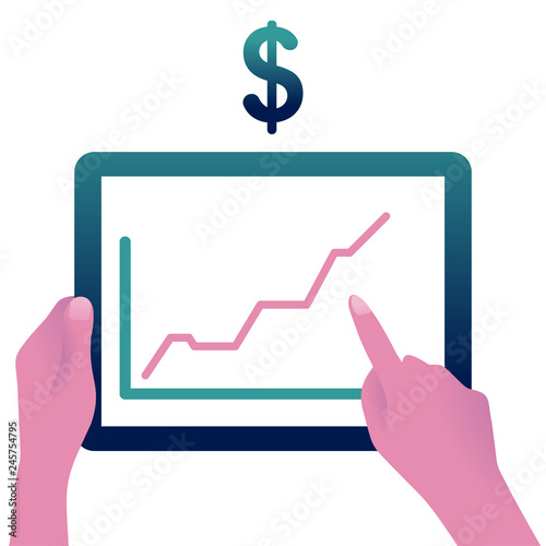 hand using online banking and icon. Technology Ecommerce Commercial. Online payment digital and shopping on network connection. All on tablet screen are designed up.