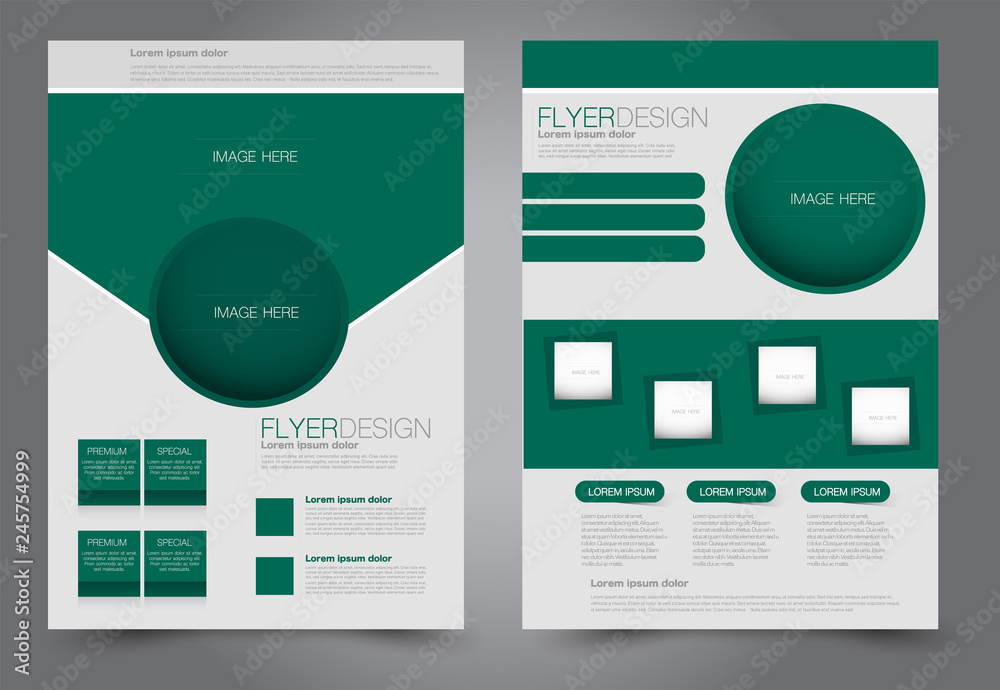 Abstract flyer template. Business brochure design. Green color. Vector illustration.