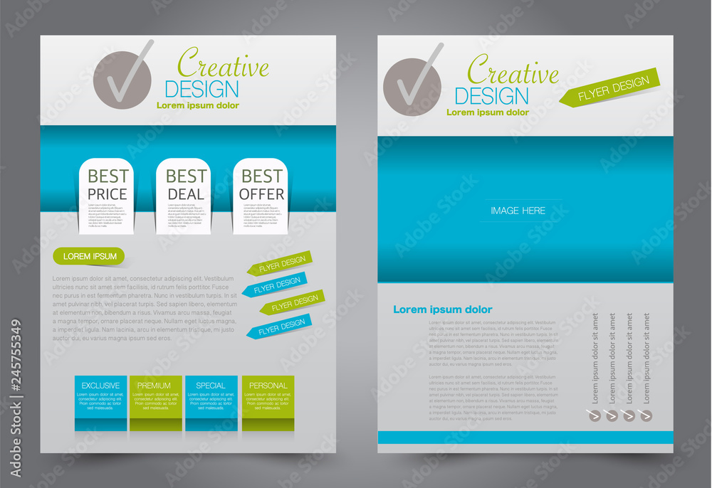 Flyer template. Brochur design for a business, education, advertisement. A4 poster layout Vector illustration. Blue and green color. Flyer template. Brochur design for a business, education, advertisement. A4 poster layout Vector illustration. Blue and green color.