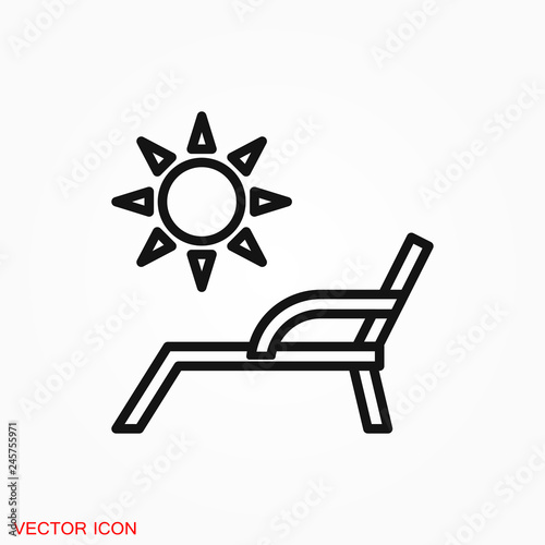 Chaise lounge icon logo, illustration, vector sign symbol for design