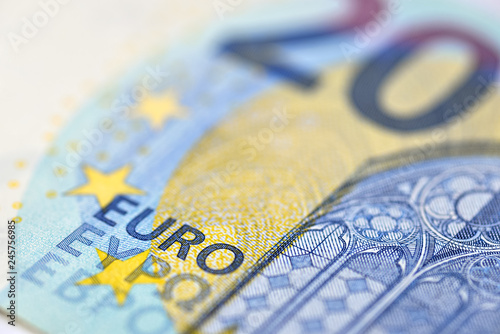 20 euro banknote close up.