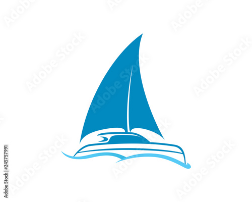 Catamaran, Ship and Sailing Boat Logo
