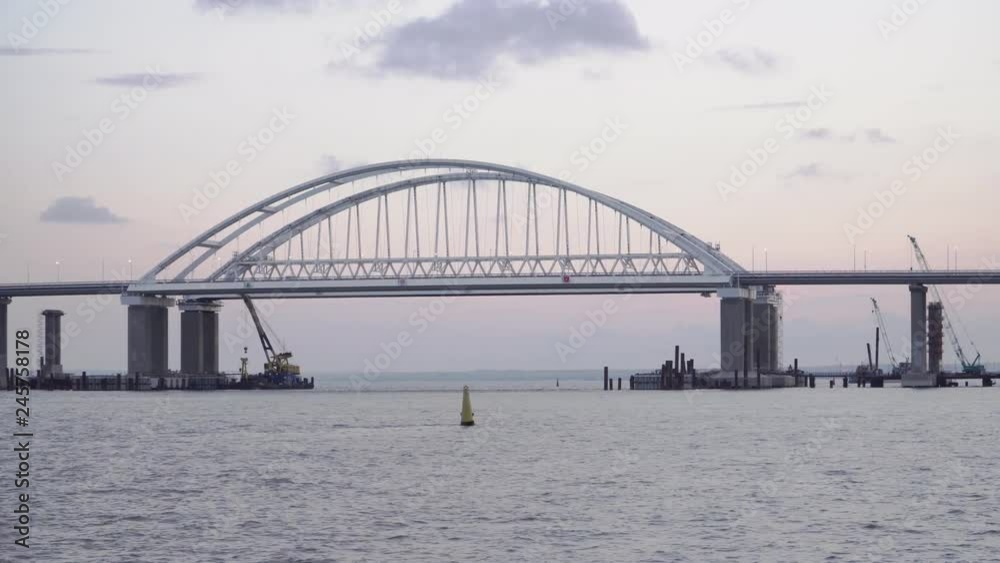 The arches of the incredible Crimean bridge in 4k The arches of the incredible Crimean bridge in 4k
