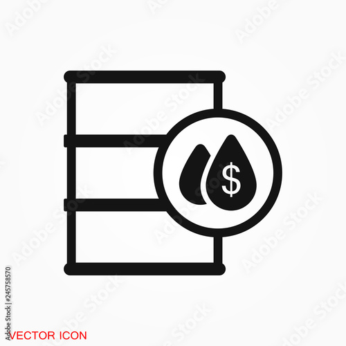 Oil drum container icon logo, illustration, vector sign symbol for design