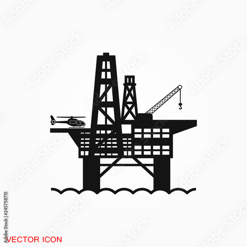 Oil platform iconfuel production logo, illustration, vector sign symbol for design