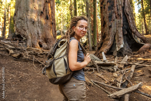 Hiker in Sequoia national park in California, USA