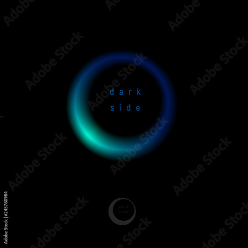 Dark side logo. Dark side of the Moon. Beautiful space emblem.  Planet logo.