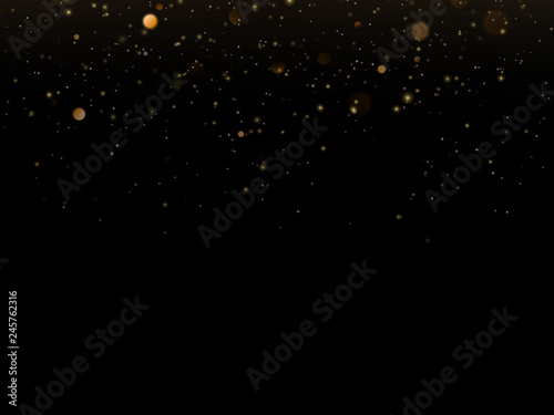 Overlay effect for luxury greeting rich card. Star dust light on black background. EPS 10