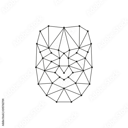 Face ID icon. Facial recognition technology. Biometric verification. Vector illustration.