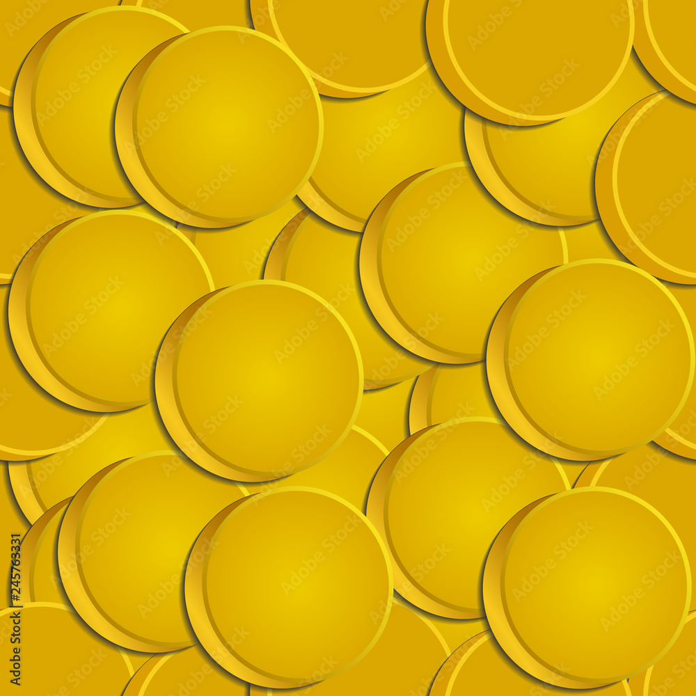 Seamless pattern with golden coins. Vector background