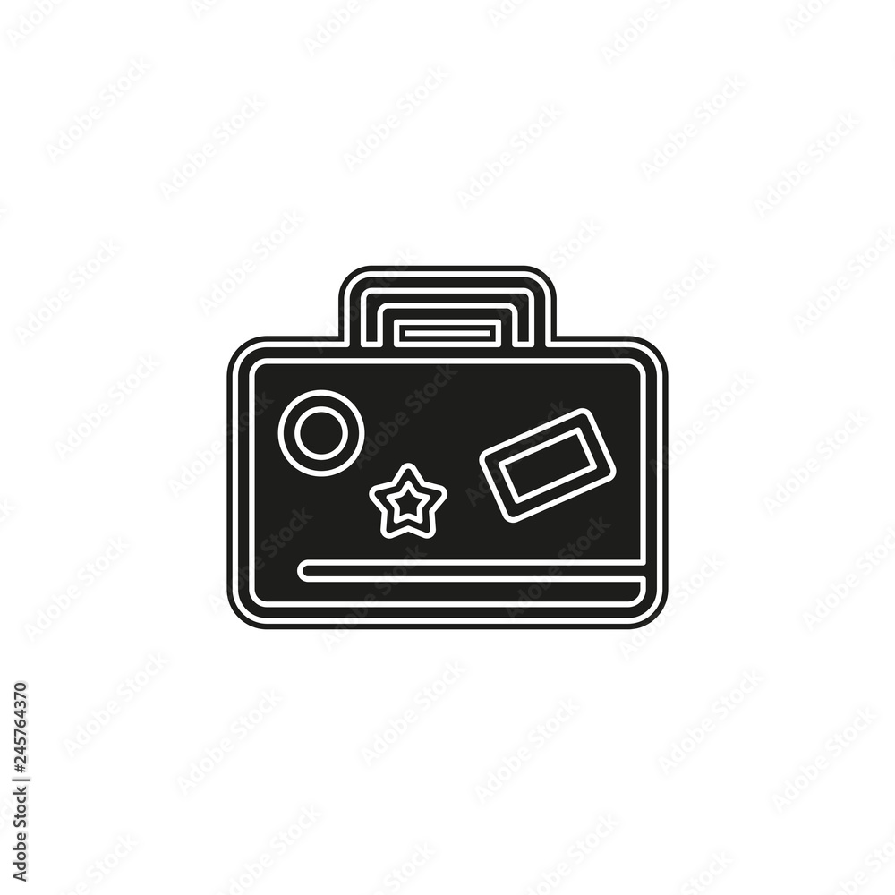 travel bag icon - Suitcase with stickers, travel travel bag icon - Suitcase with stickers, travel