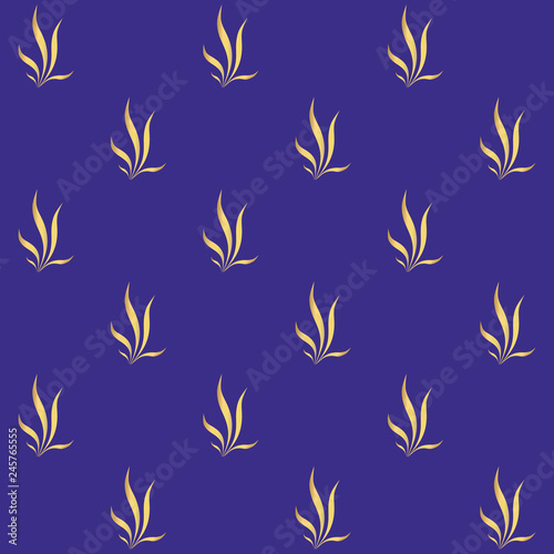 seamless background of golden floral pattern on blue