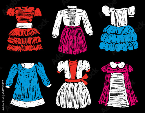 Sketches of the dresses for the little girls